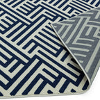 Alfombra Antibes Azul/Blanco Lineal Interior/Exterior AN04  