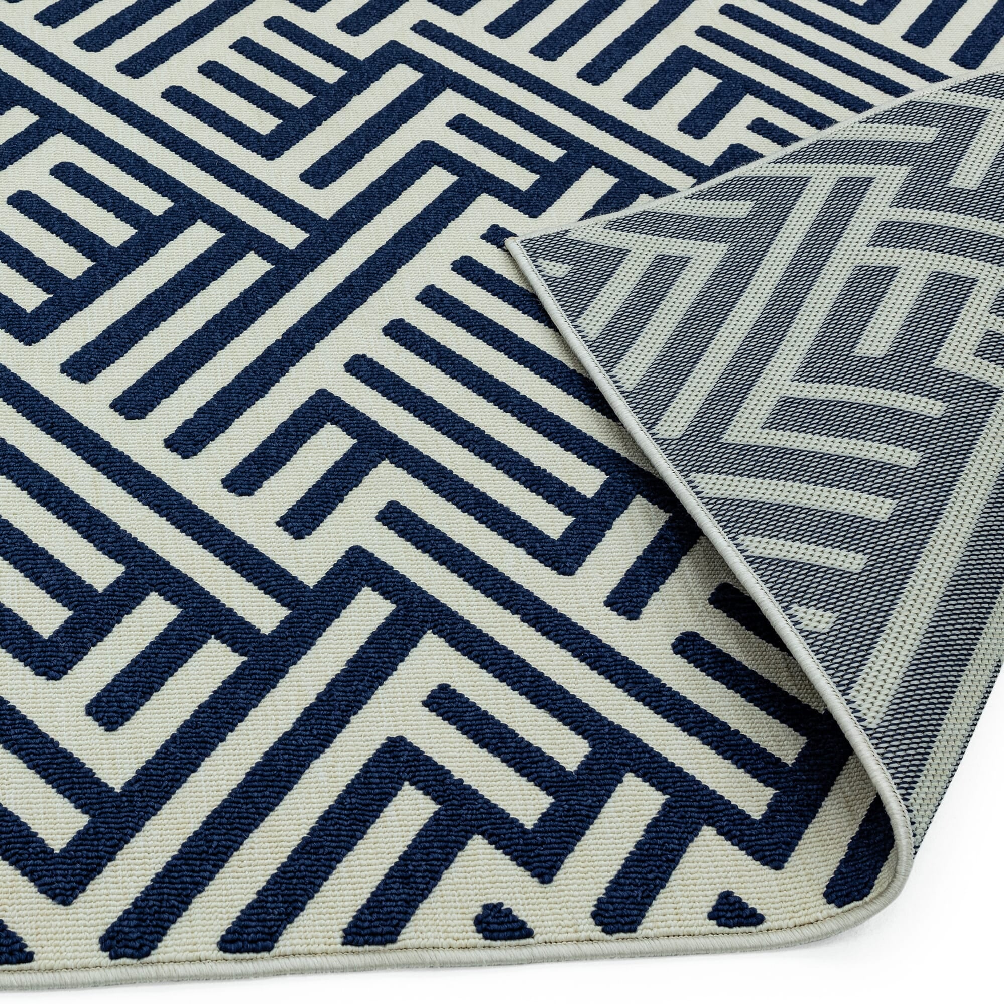 Alfombra Antibes Azul/Blanco Lineal Interior/Exterior AN04  