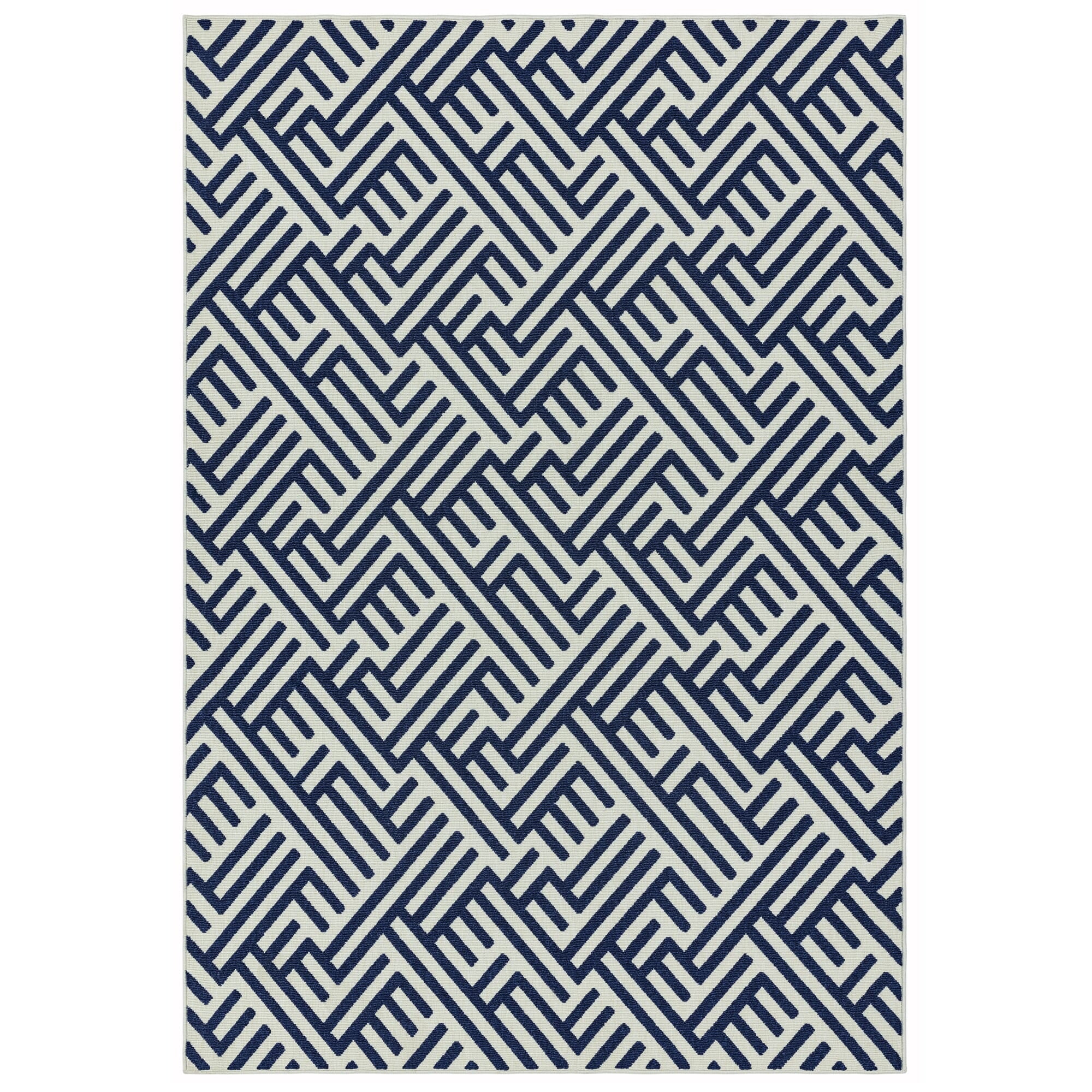 Alfombra Antibes Azul/Blanco Lineal Interior/Exterior AN04  