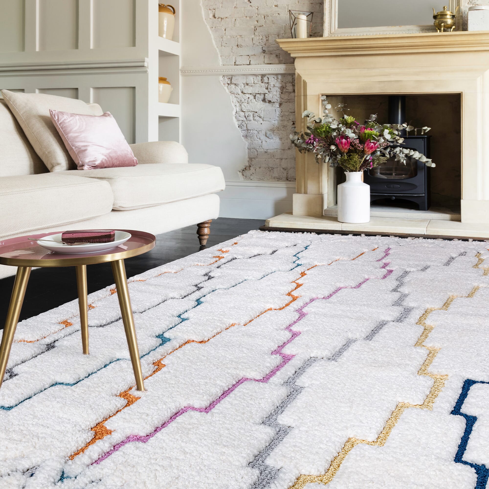Ariana Trellis Shaggy Moroccan Rug AR01