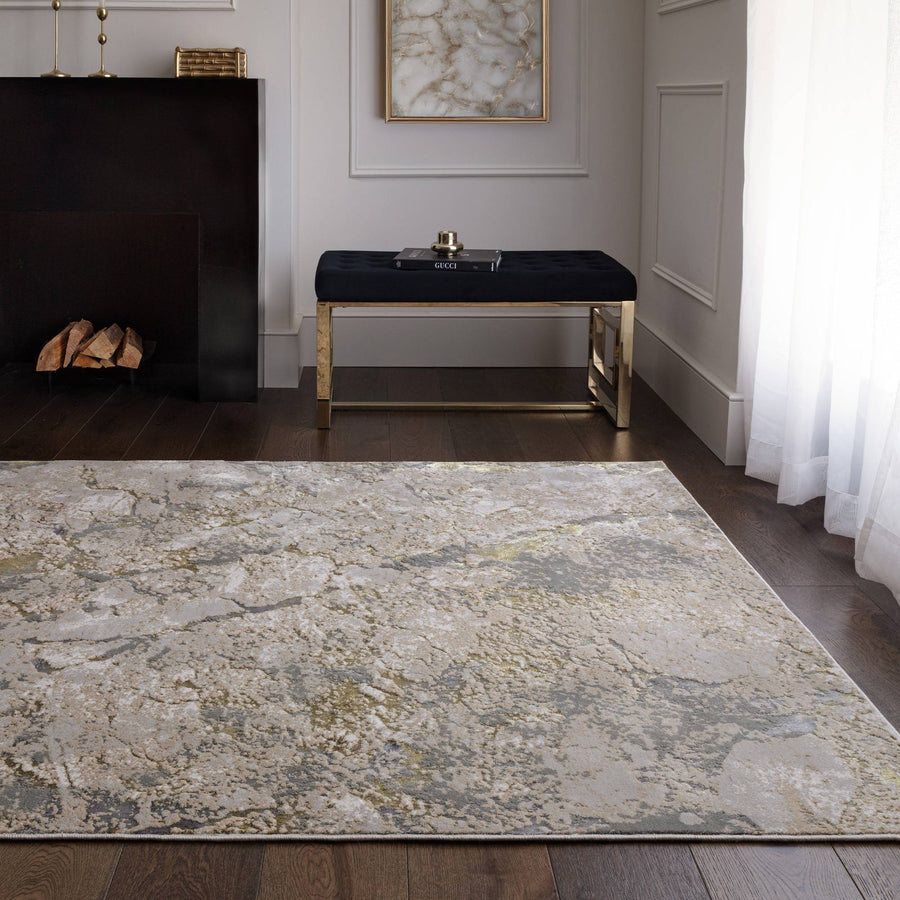 Aurora Galaxy Metallic Gold Rug AU04