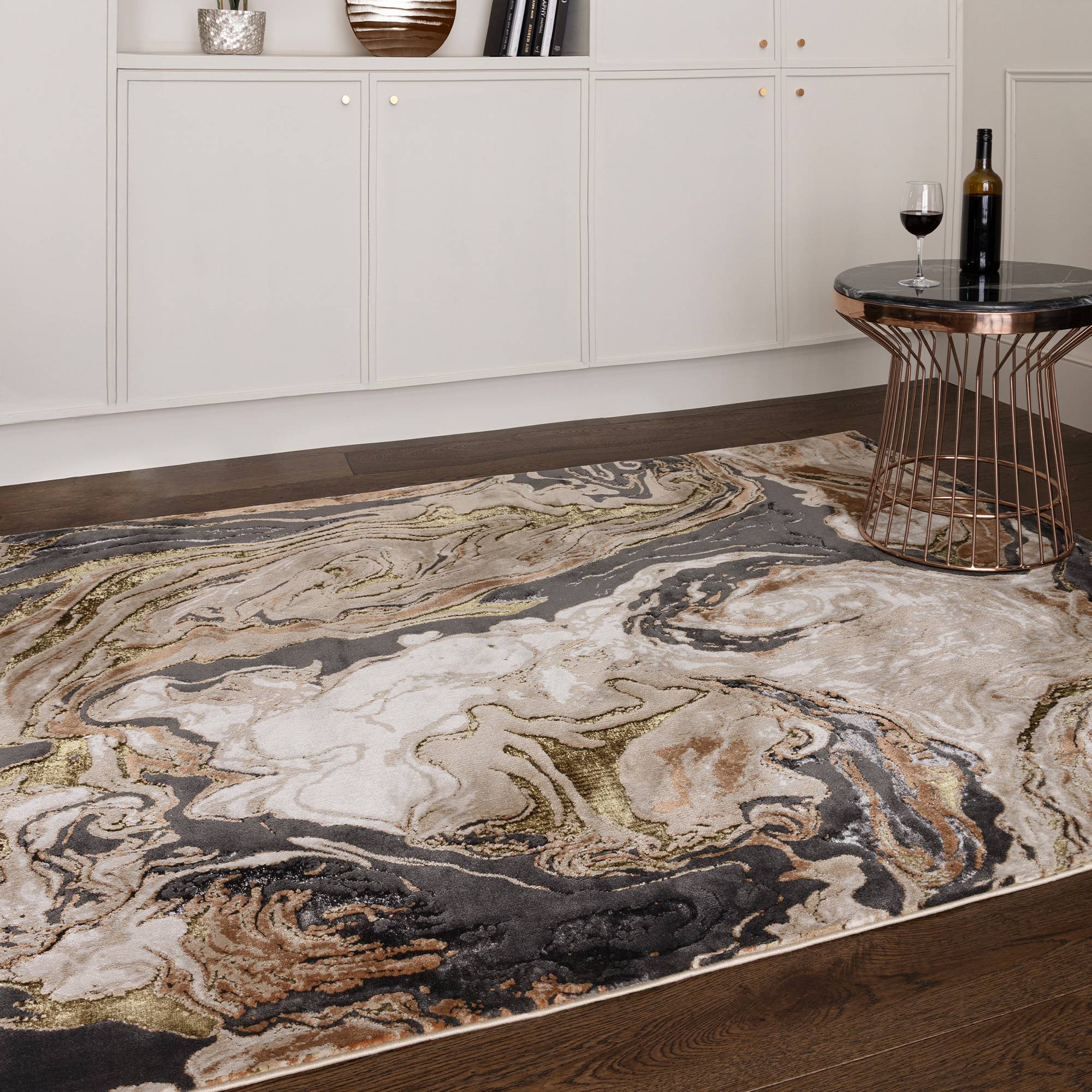 Aurora Marble Metallic Gold Rug AU08