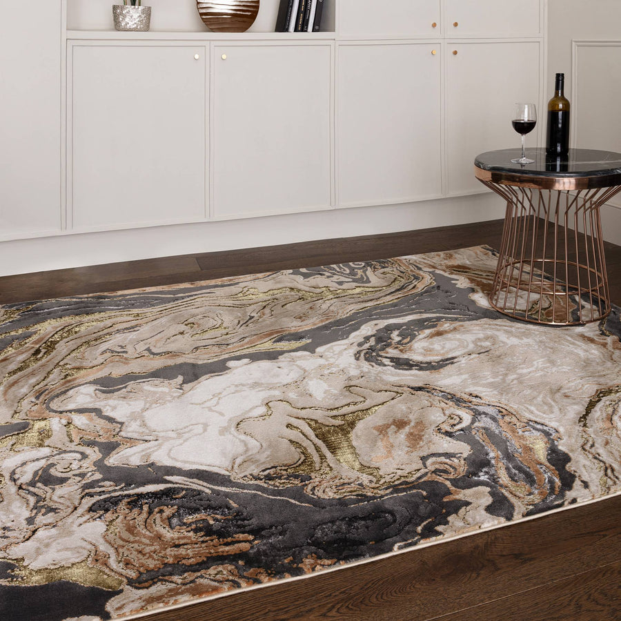 Aurora Marble Metallic Gold Rug AU08