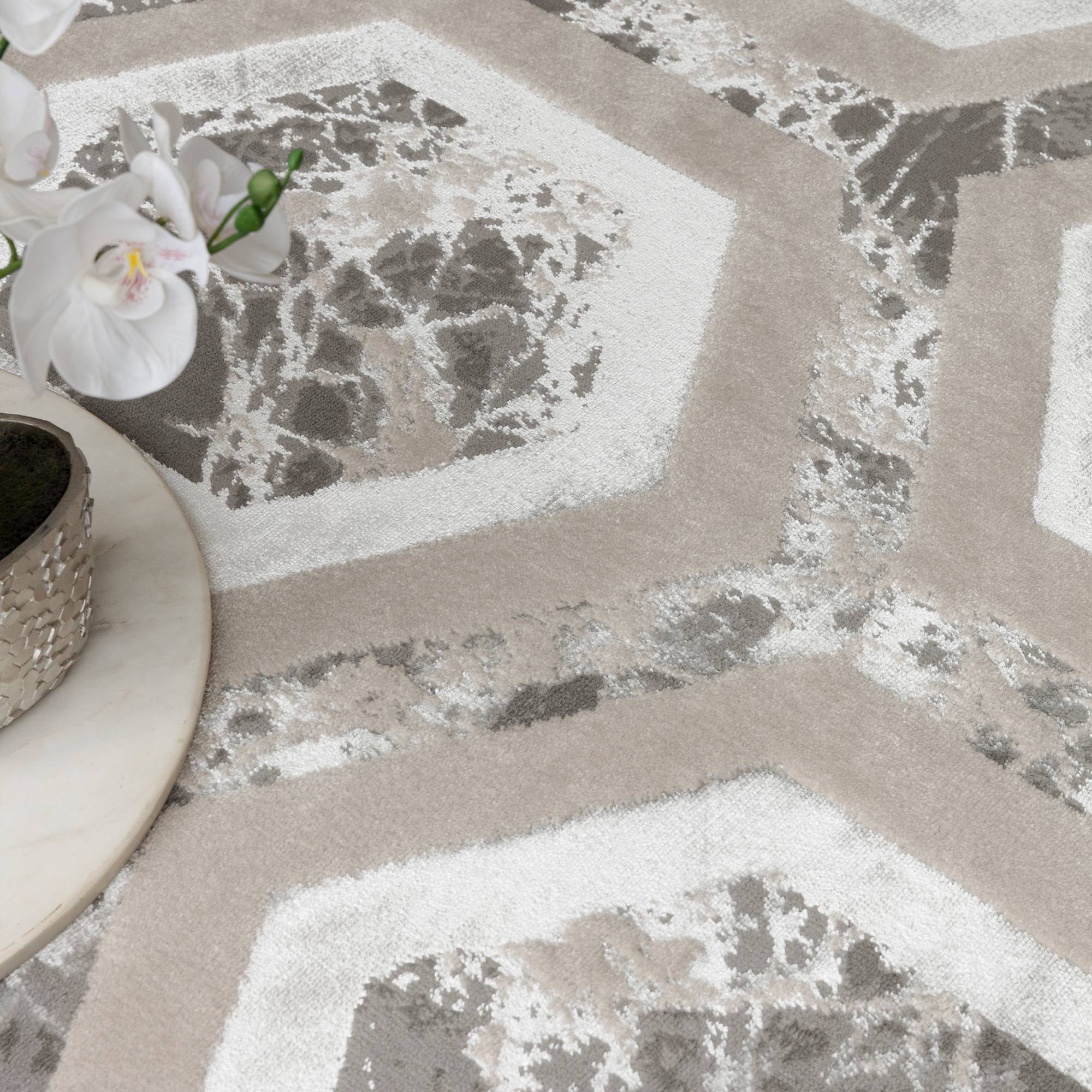 Alfombra Aurora Cristal Metálica Plata AU12