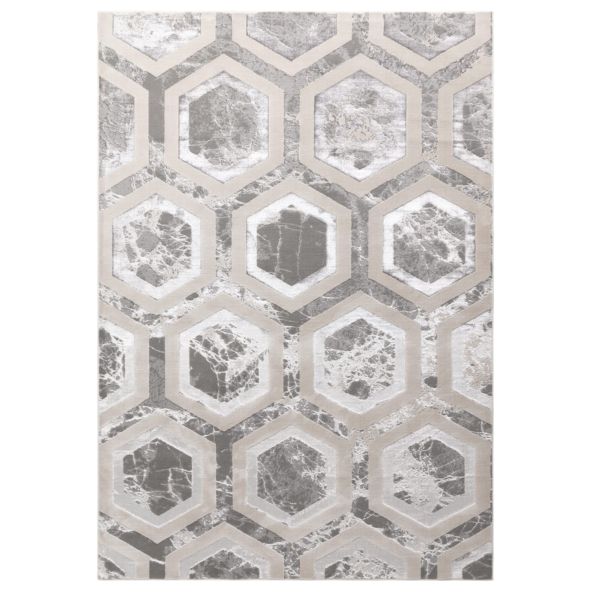 Aurora Crystal Metallic Silver Rug AU12