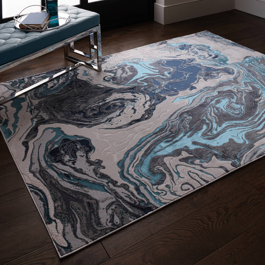 Aurora Ocean Metallic Blue Rug AU18