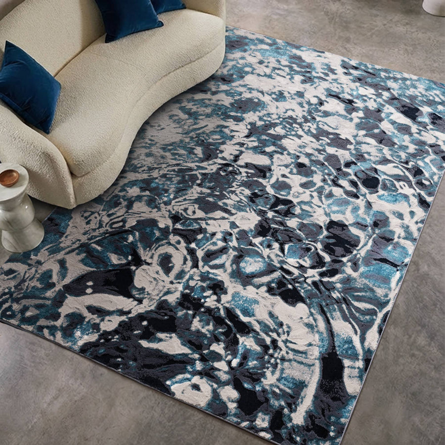 Aurora Foam Metallic Blue Rug AU21