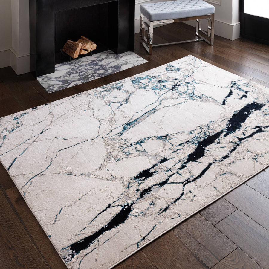 Aurora Quake Metallic Blue Rug AU22