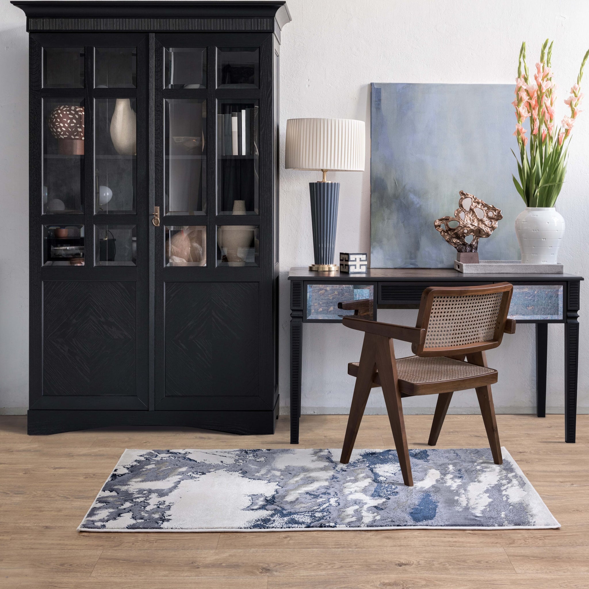 Aurora Storm Metallic Blue Rug AU20