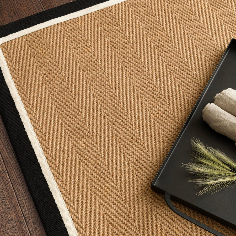 Bordo Herringbone Charcoal Cream Rug