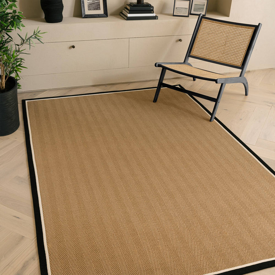 Bordo Herringbone Charcoal Cream Rug