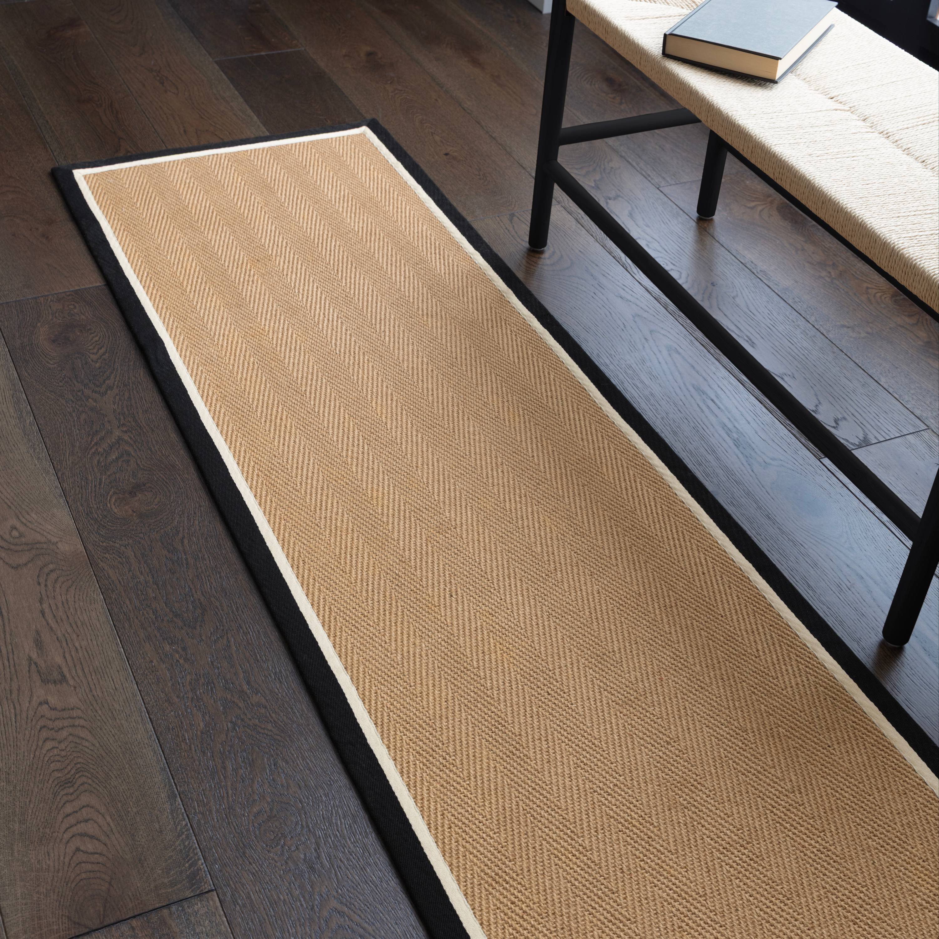 Alfombra Bordo Herringbone Charcoal Cream