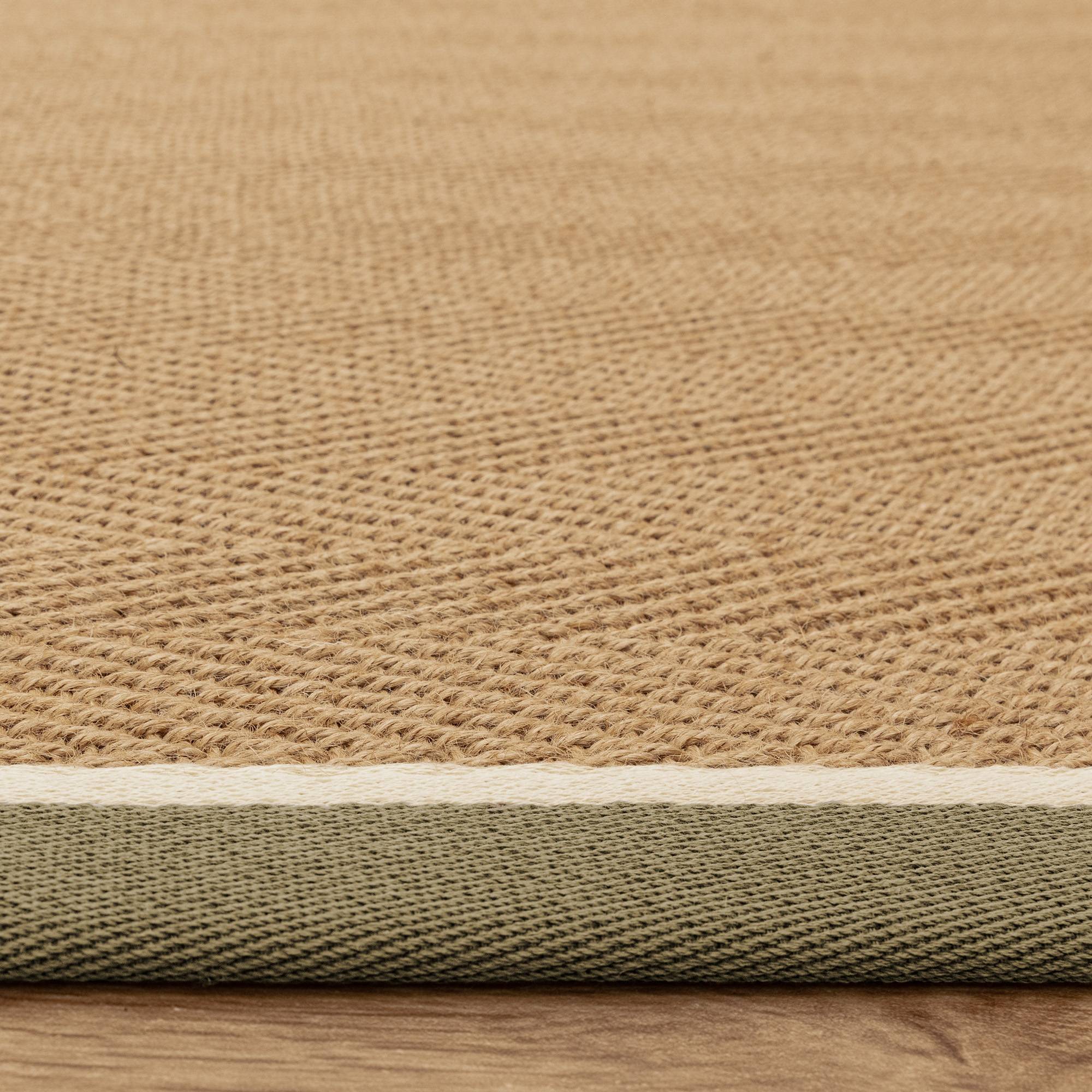 Alfombra Bordo Herringbone Khaki Cream