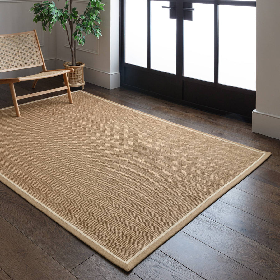 Bordo Herringbone Linen Cream Rug