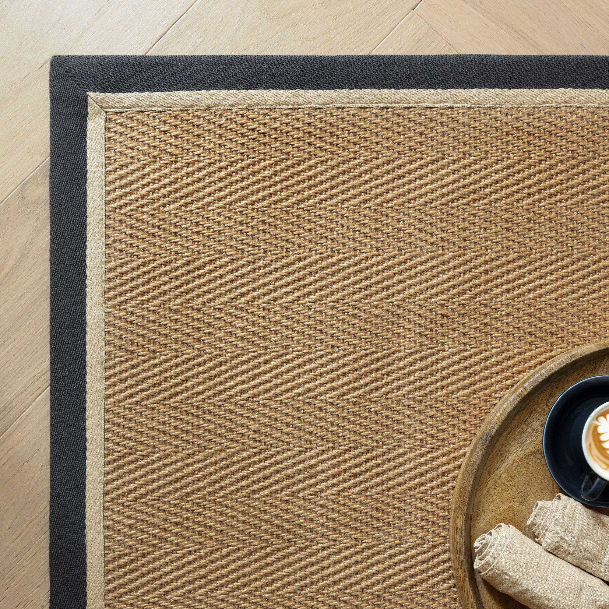 Bordo Herringbone Slate Cream Rug