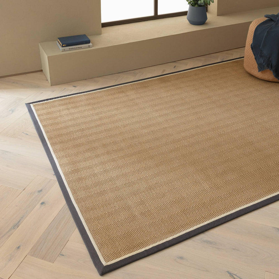 Bordo Herringbone Slate Cream Rug