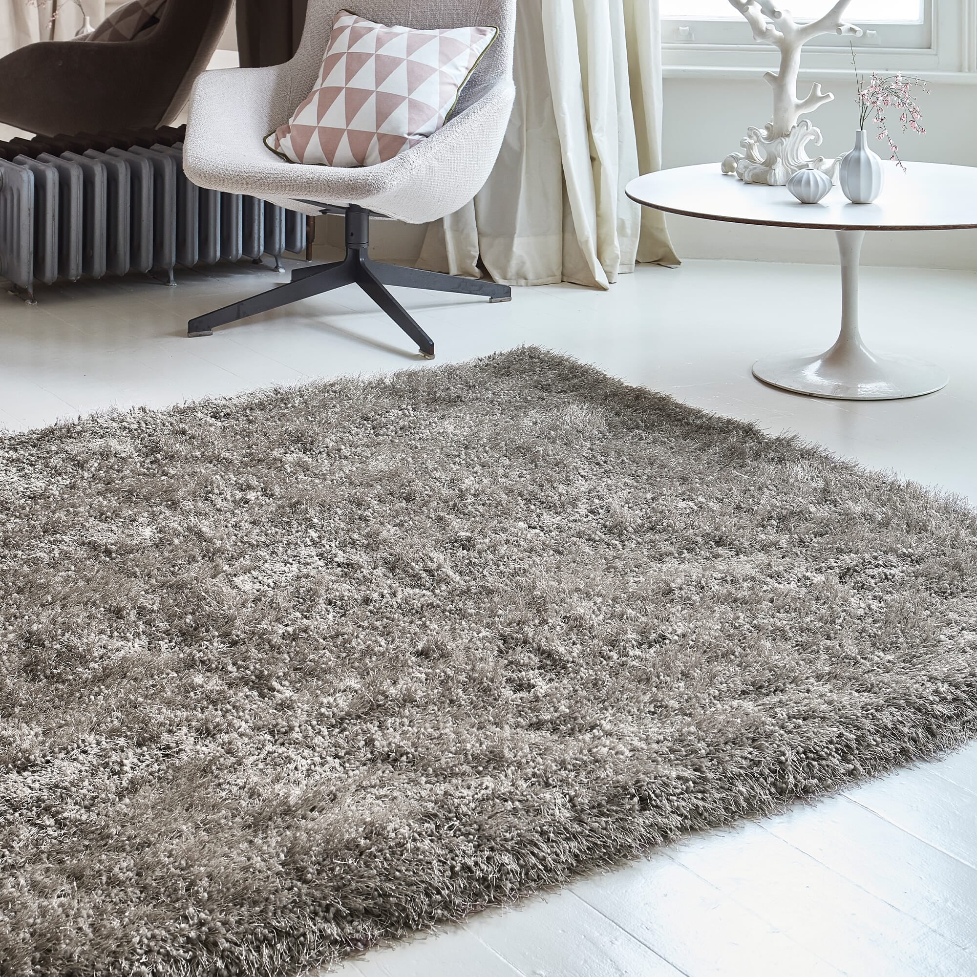 Alfombra Cascade Taupe Brillante Peluda
