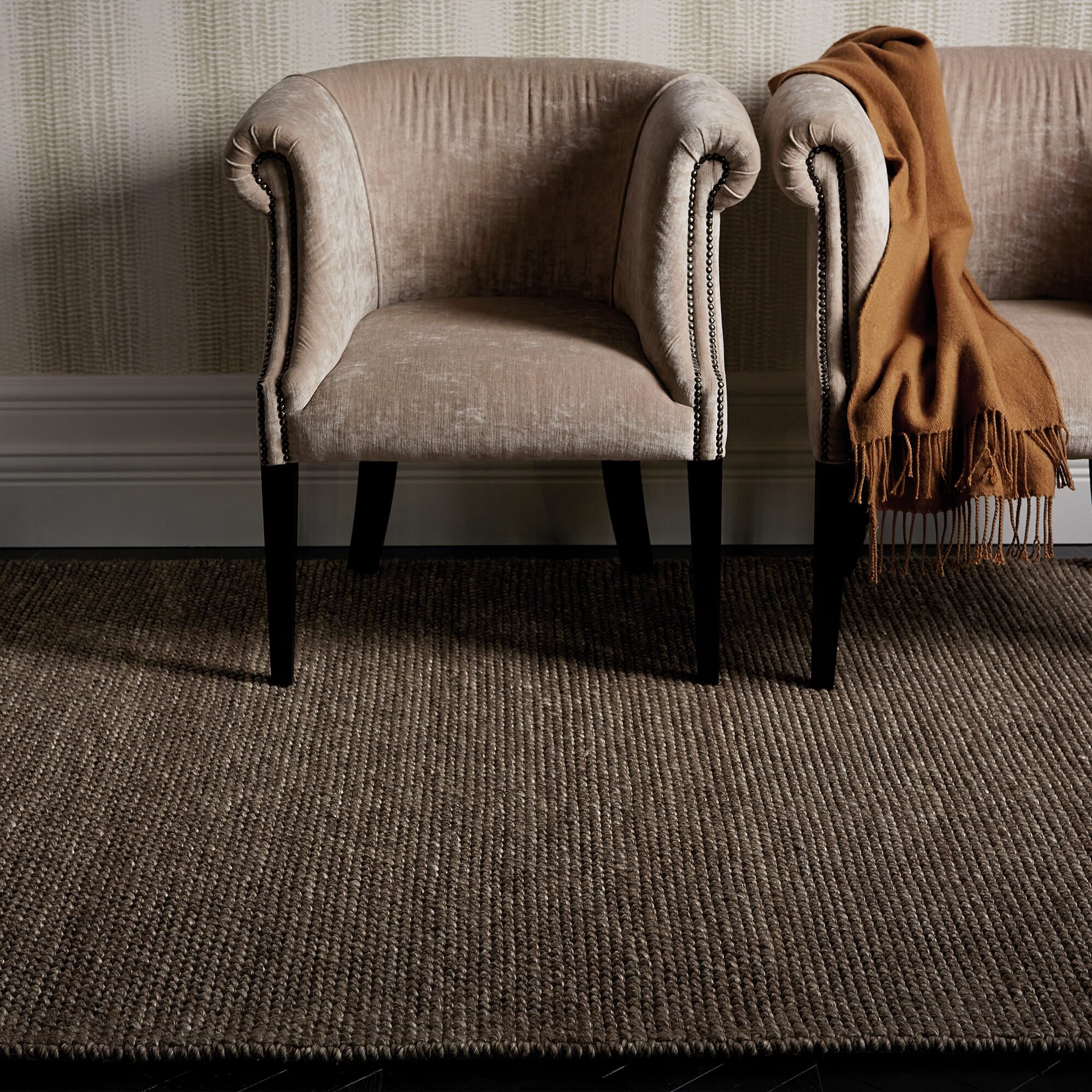 Alfombra Katherine Carnaby Coast Taupe Lana Hilada a Mano CS04
