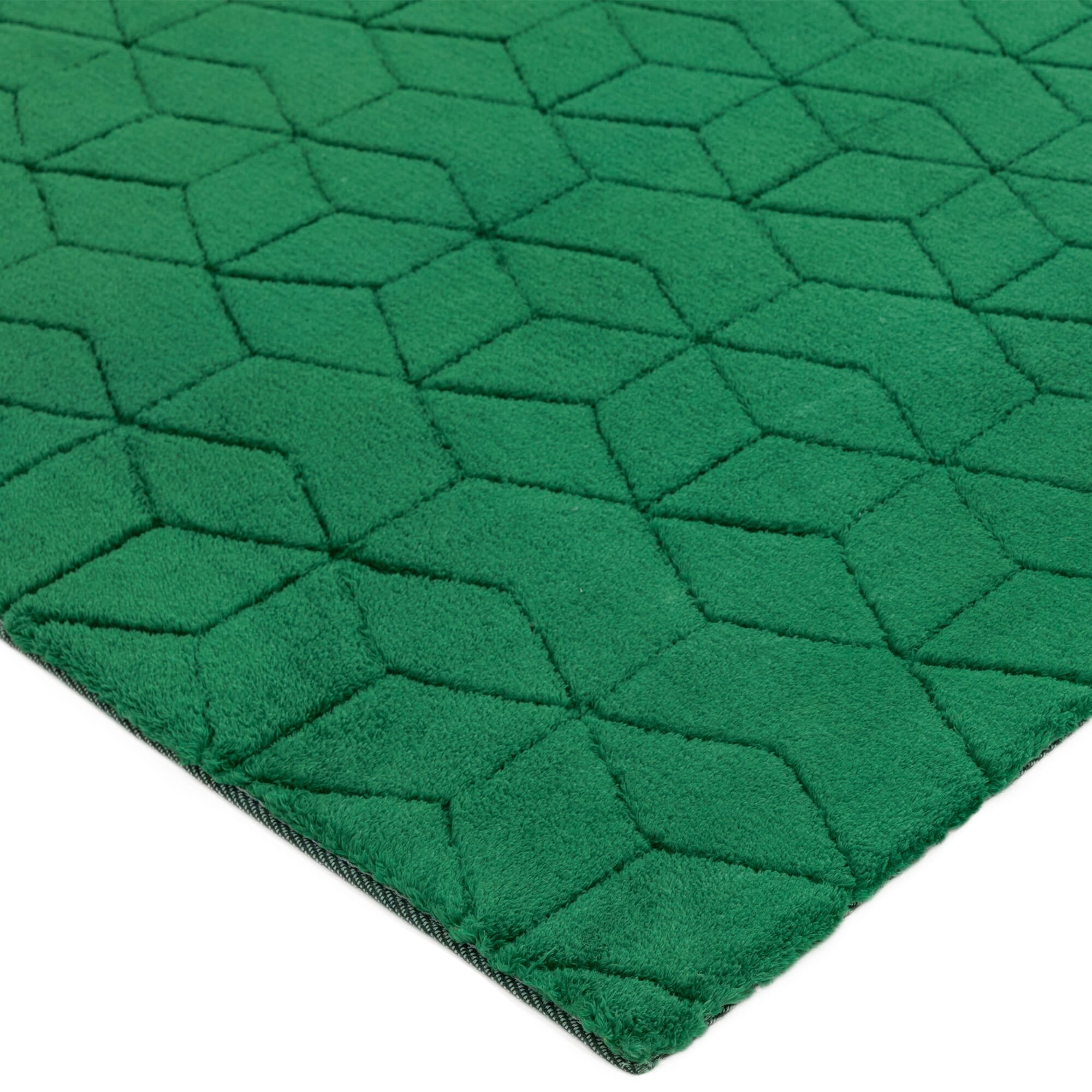 Alfombra Geométrica Suave Tacto Verde Acogedor