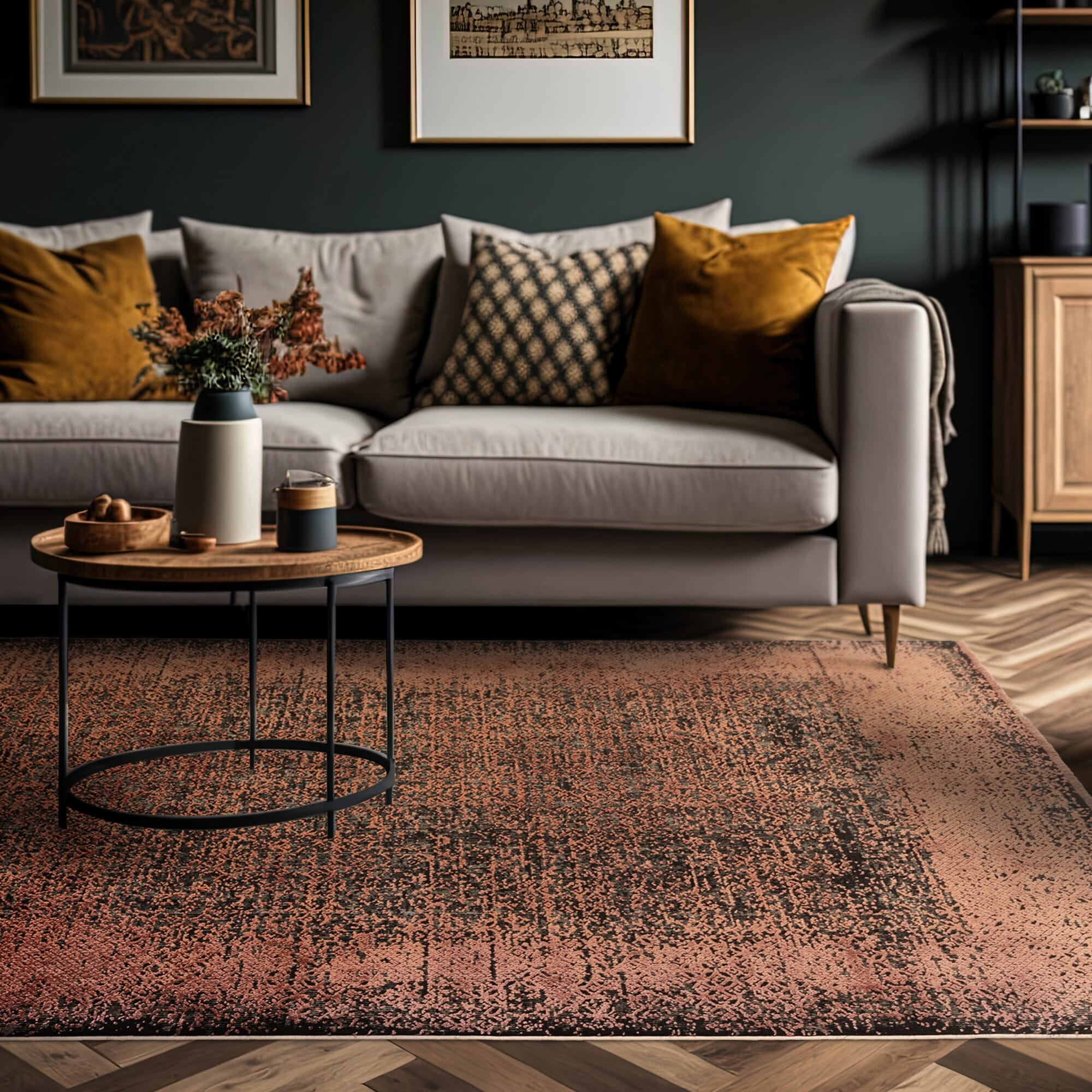 Elodie Terracotta / Black Rug