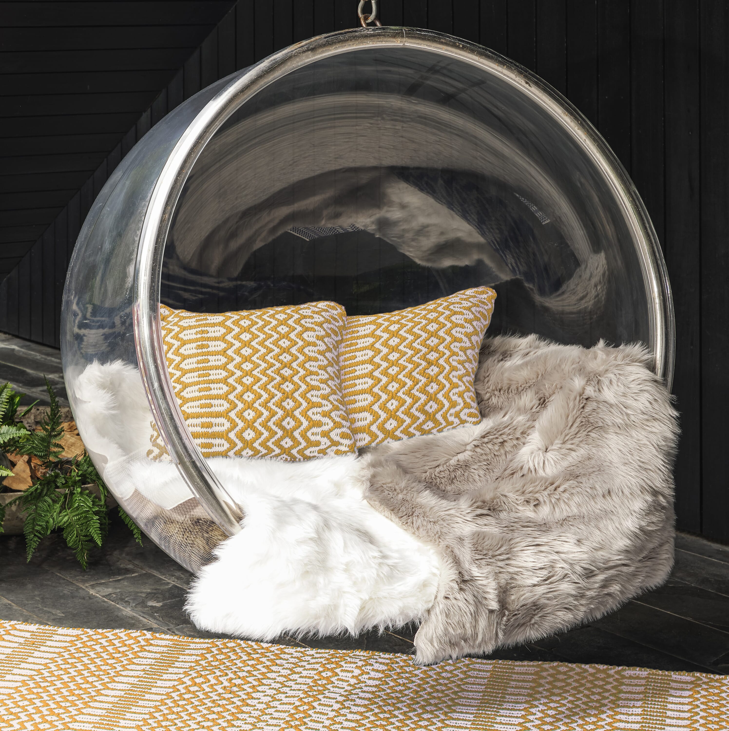Cojín Halsey Mostaza para Interior/Exterior
