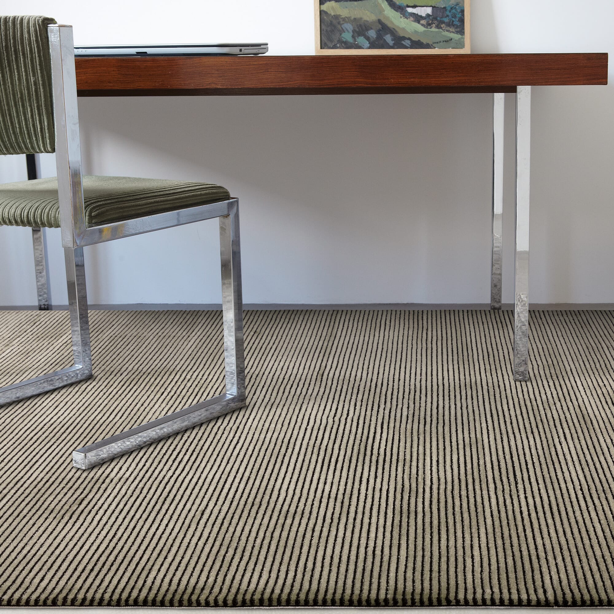 Alfombra Kuza Plain Stripe Caqui