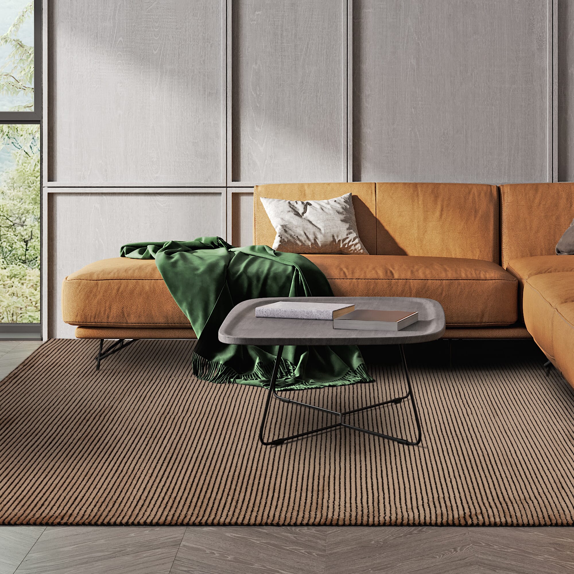 Alfombra Kuza Plain Stripe Terracota