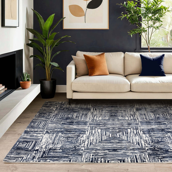 Kuza Portrait Navy Rug - Asiatic Carpets - London