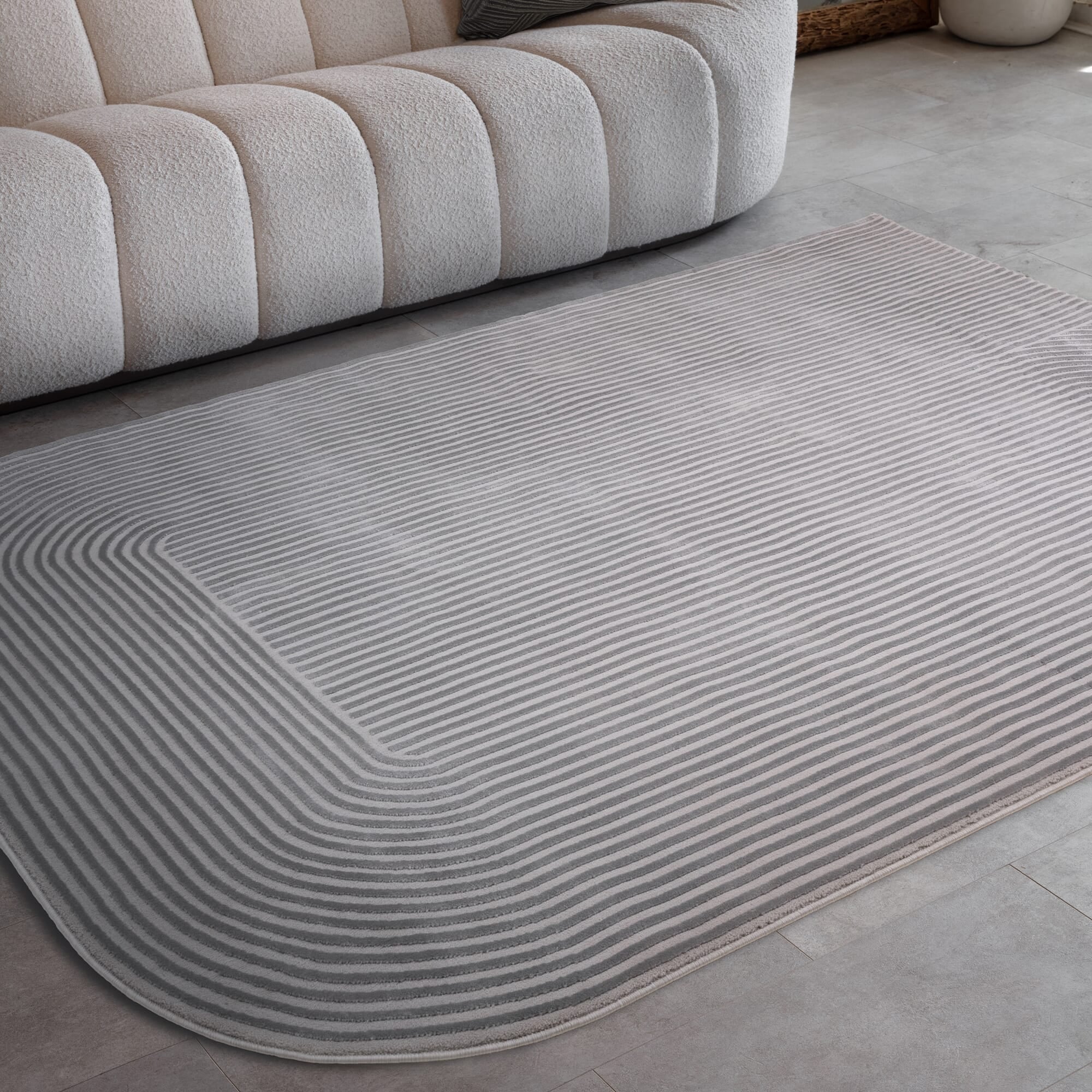 Kuza Shape Silver / Grey Rug