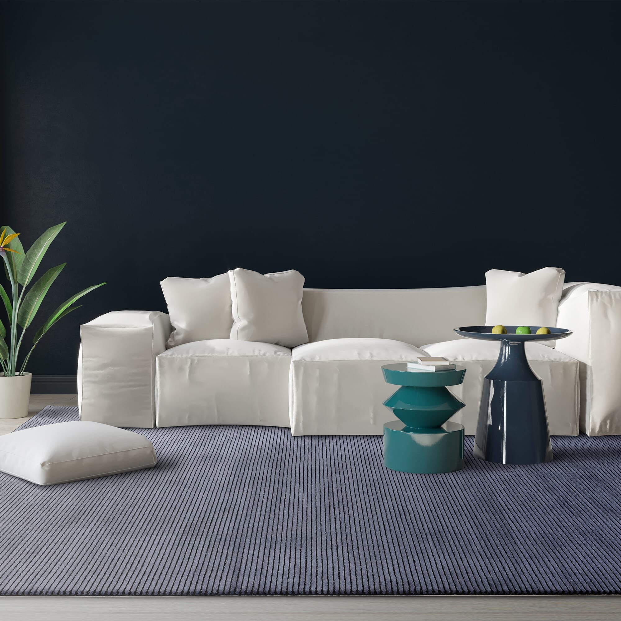 Alfombra Kuza Plain Stripe Navy