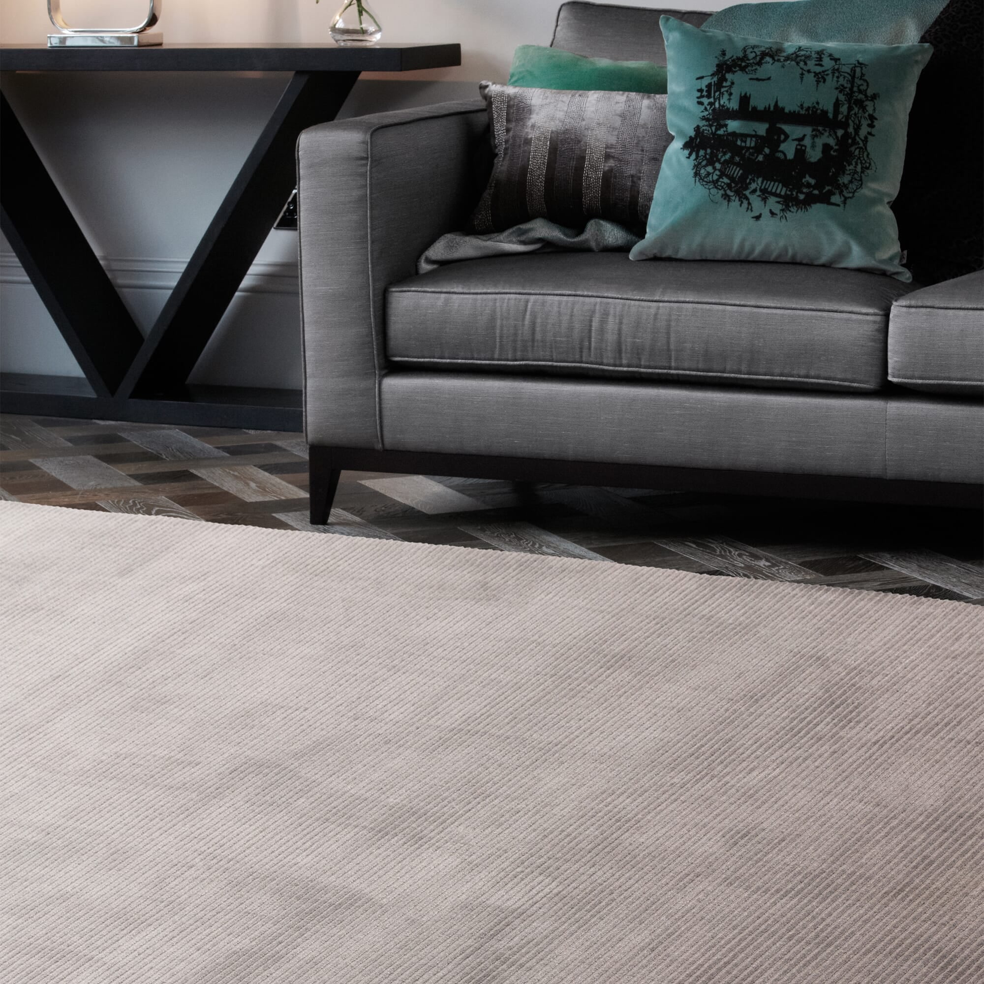 Alfombra Kuza Plain Stripe Silver