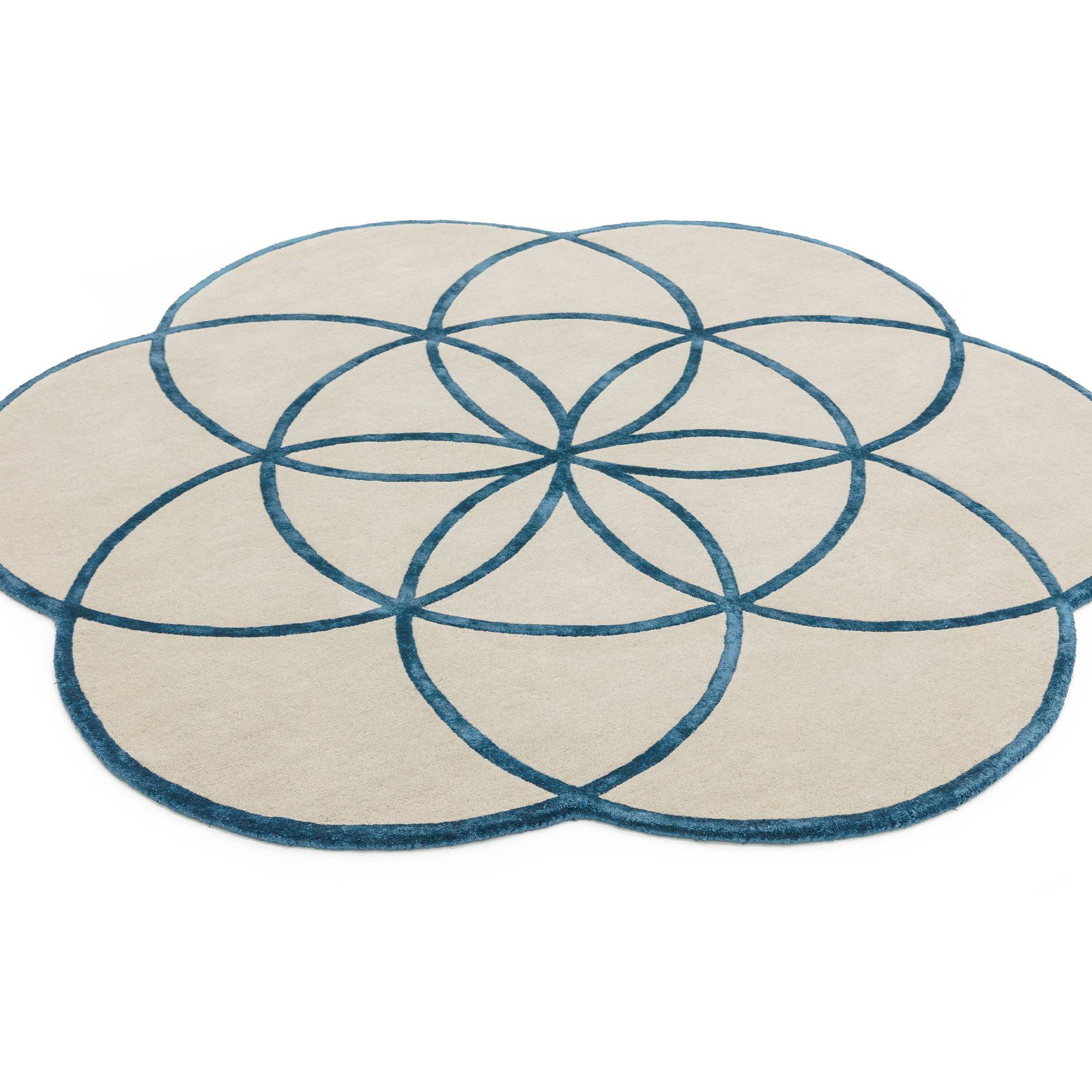 Alfombra con Forma Floral Lotus Azul
