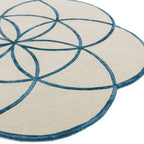 Lotus Blue Floral Shaped Rug