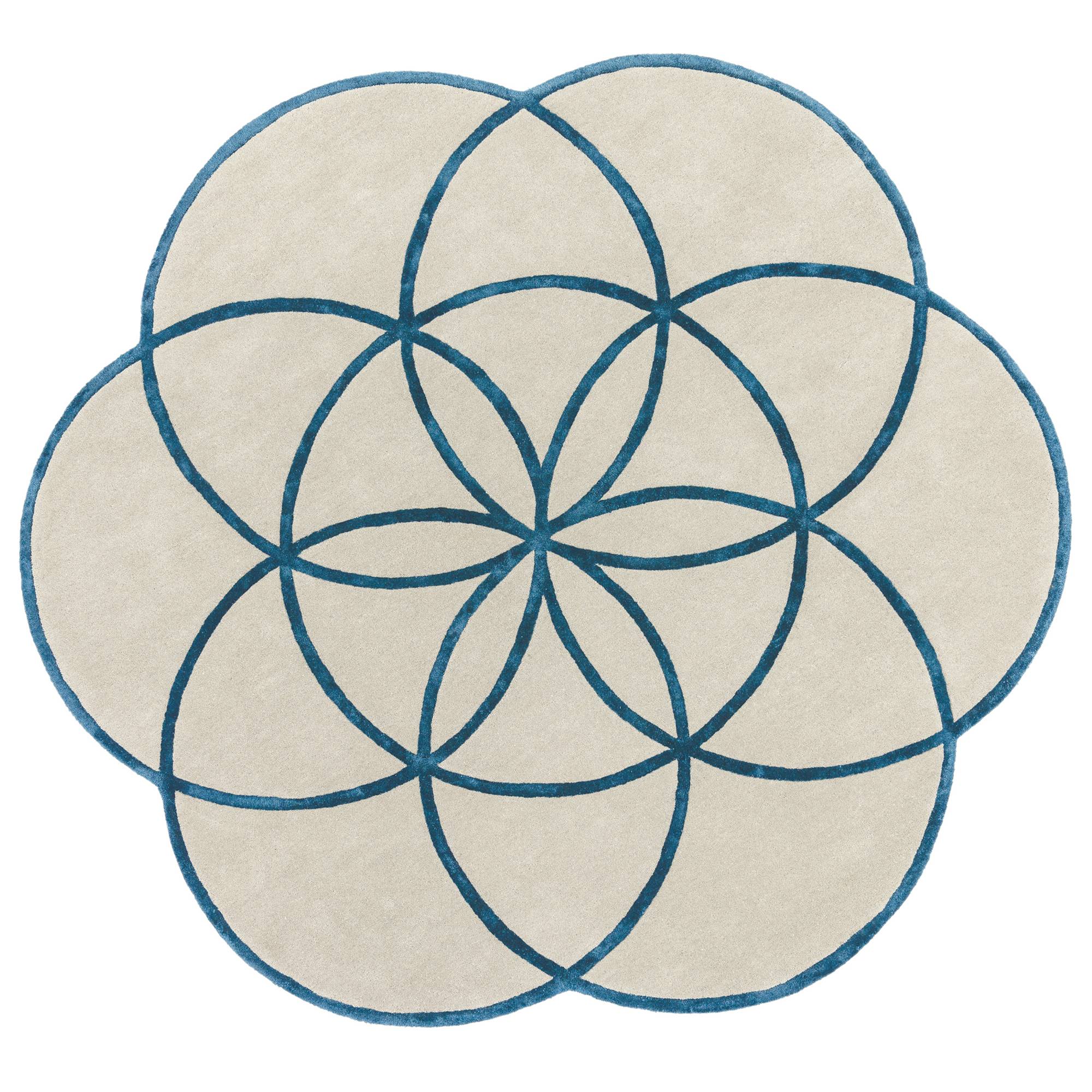 Lotus Blue Floral Shaped Rug