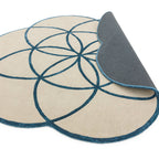 Lotus Blue Floral Shaped Rug
