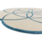 Lotus Blue Floral Shaped Rug