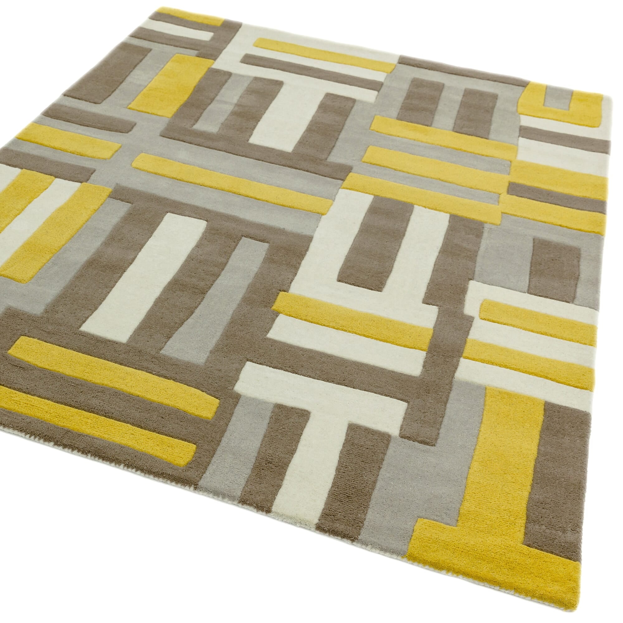 Matrix Code Yellow Hand Tufted Wool Rug MAX17