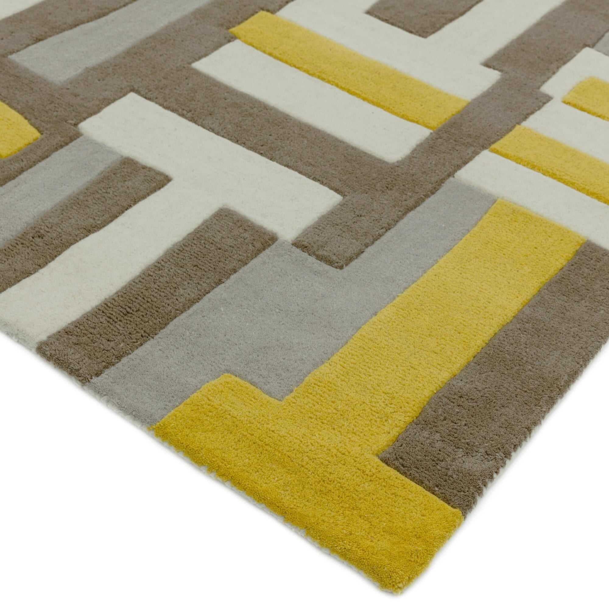 Matrix Code Yellow Hand Tufted Wool Rug MAX17