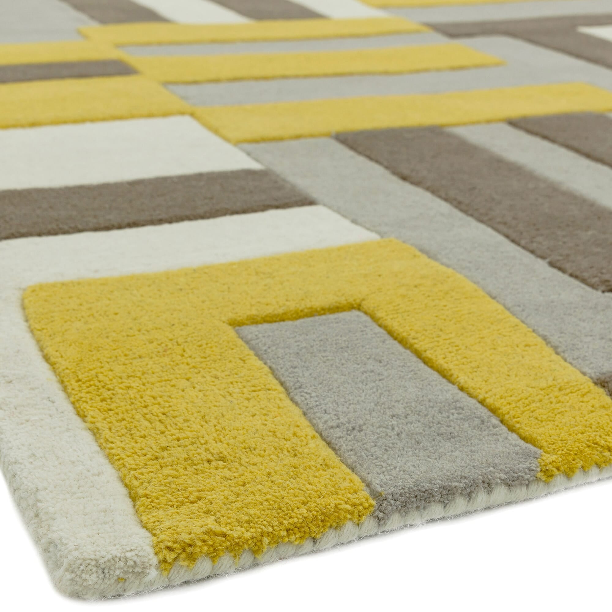 Matrix Code Yellow Hand Tufted Wool Rug MAX17