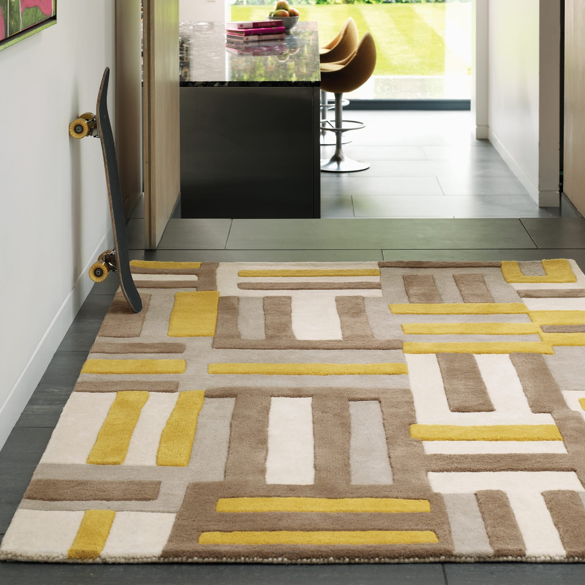 Matrix Code Yellow Hand Tufted Wool Rug MAX17