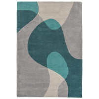 Alfombra de lana Matrix Arc Teal, hecha a mano MAX57