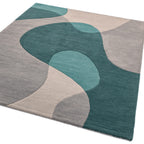 Matrix Arc Teal Hand Tufted Wool Rug MAX57