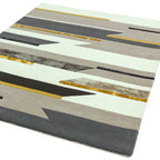 Alfombra de lana mostaza Matrix Rhombus, hecha a mano MAX62