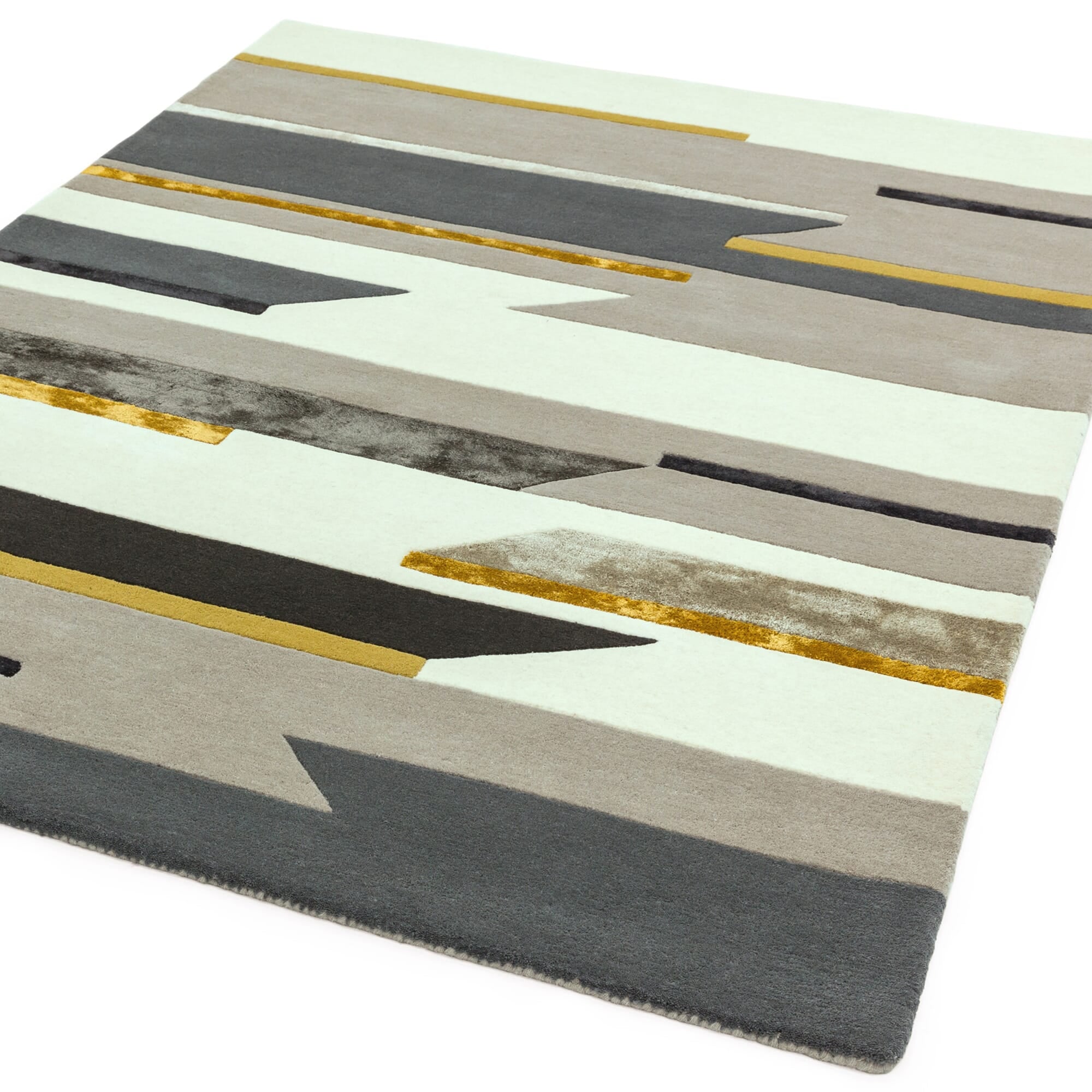 Alfombra de lana mostaza Matrix Rhombus, hecha a mano MAX62