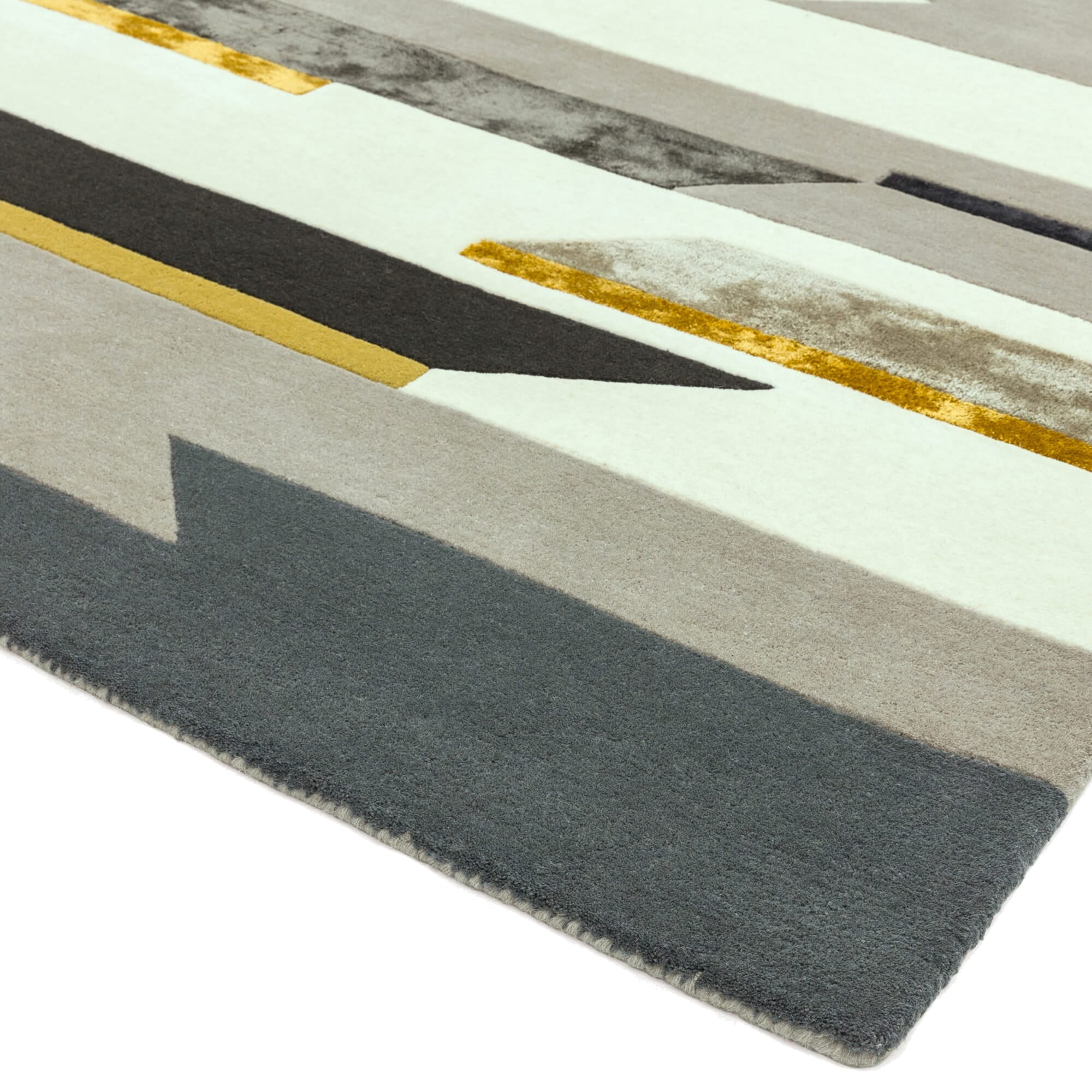 Alfombra de lana mostaza Matrix Rhombus, hecha a mano MAX62