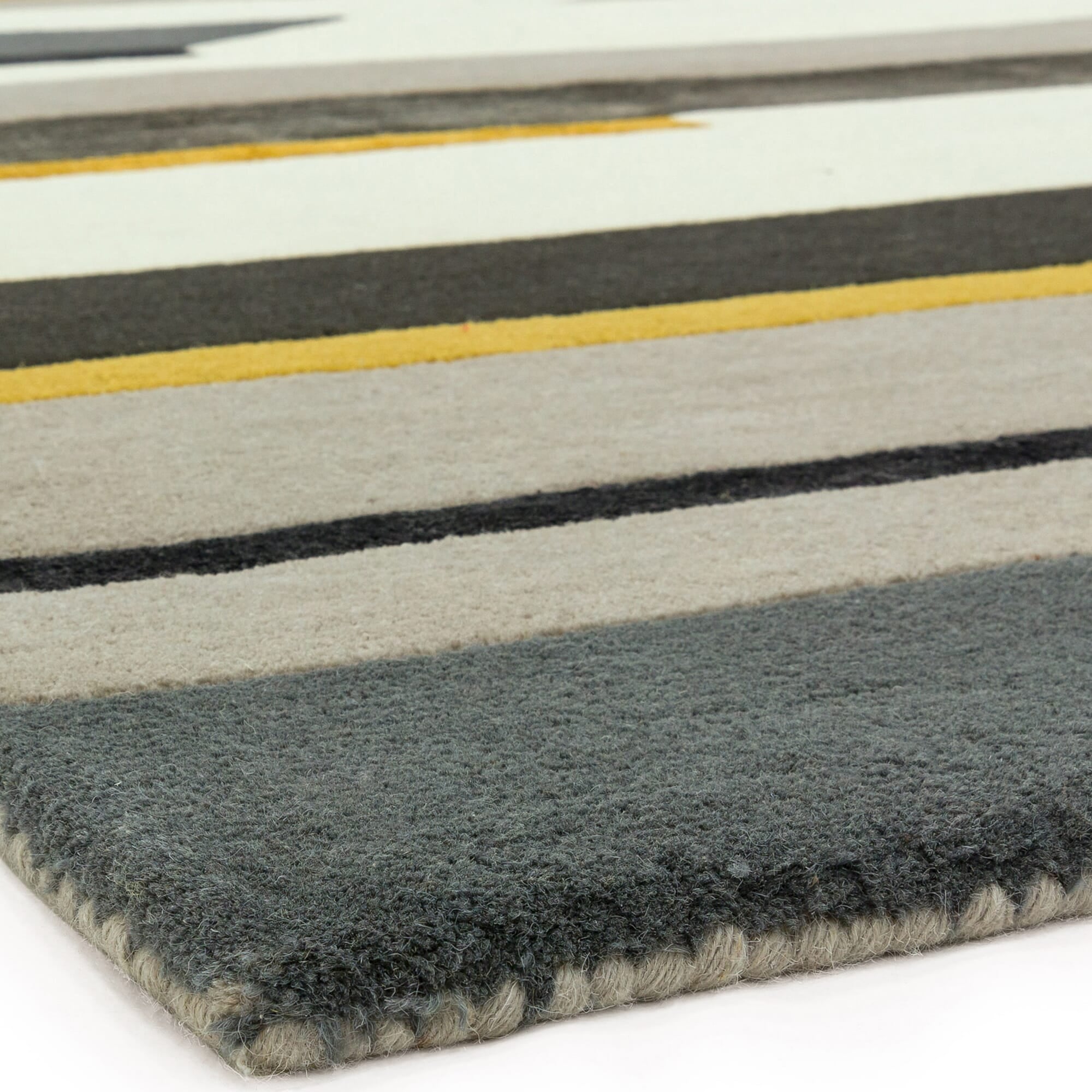Alfombra de lana mostaza Matrix Rhombus, hecha a mano MAX62