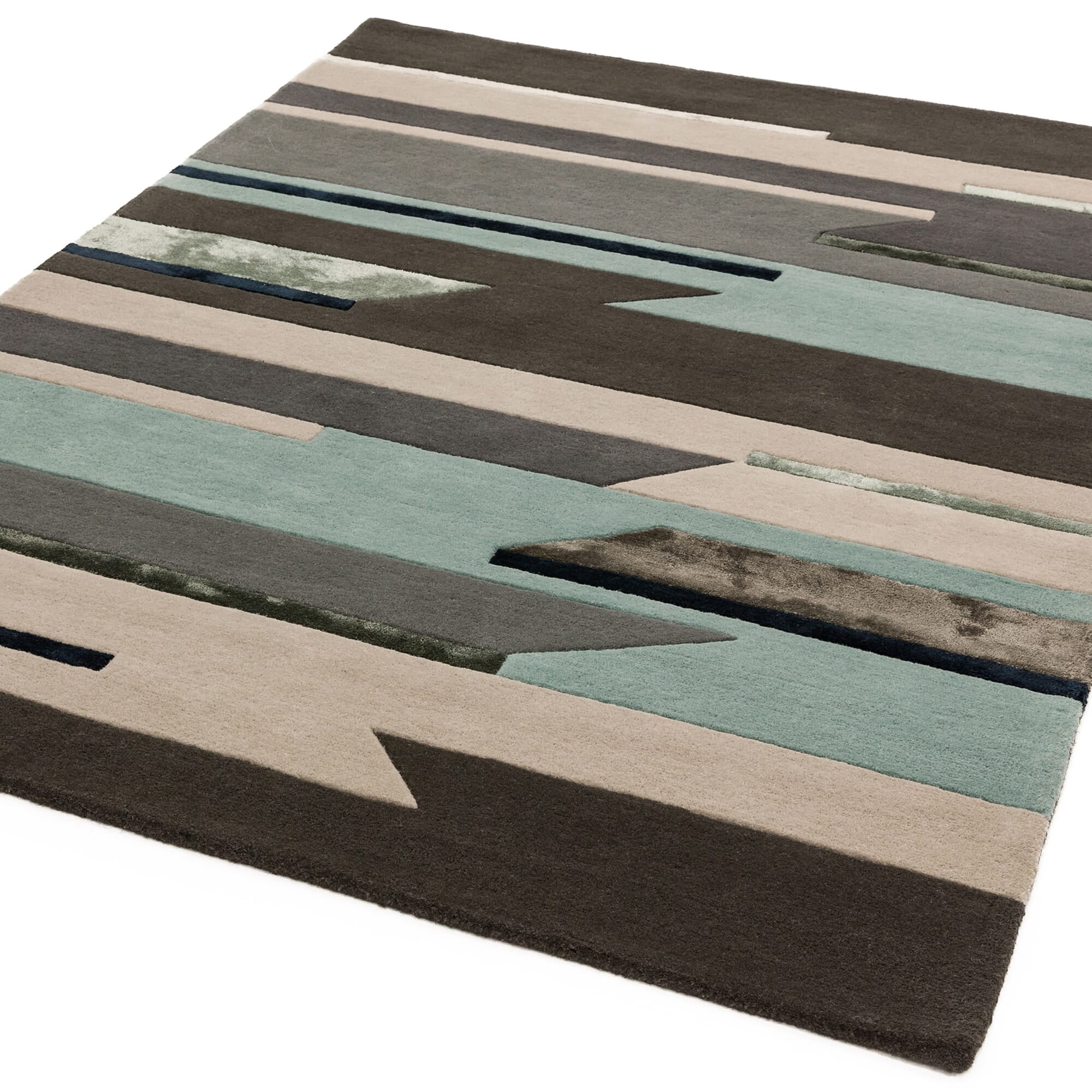 Matrix Rhombus Blue Hand Tufted Wool Rug MAX63