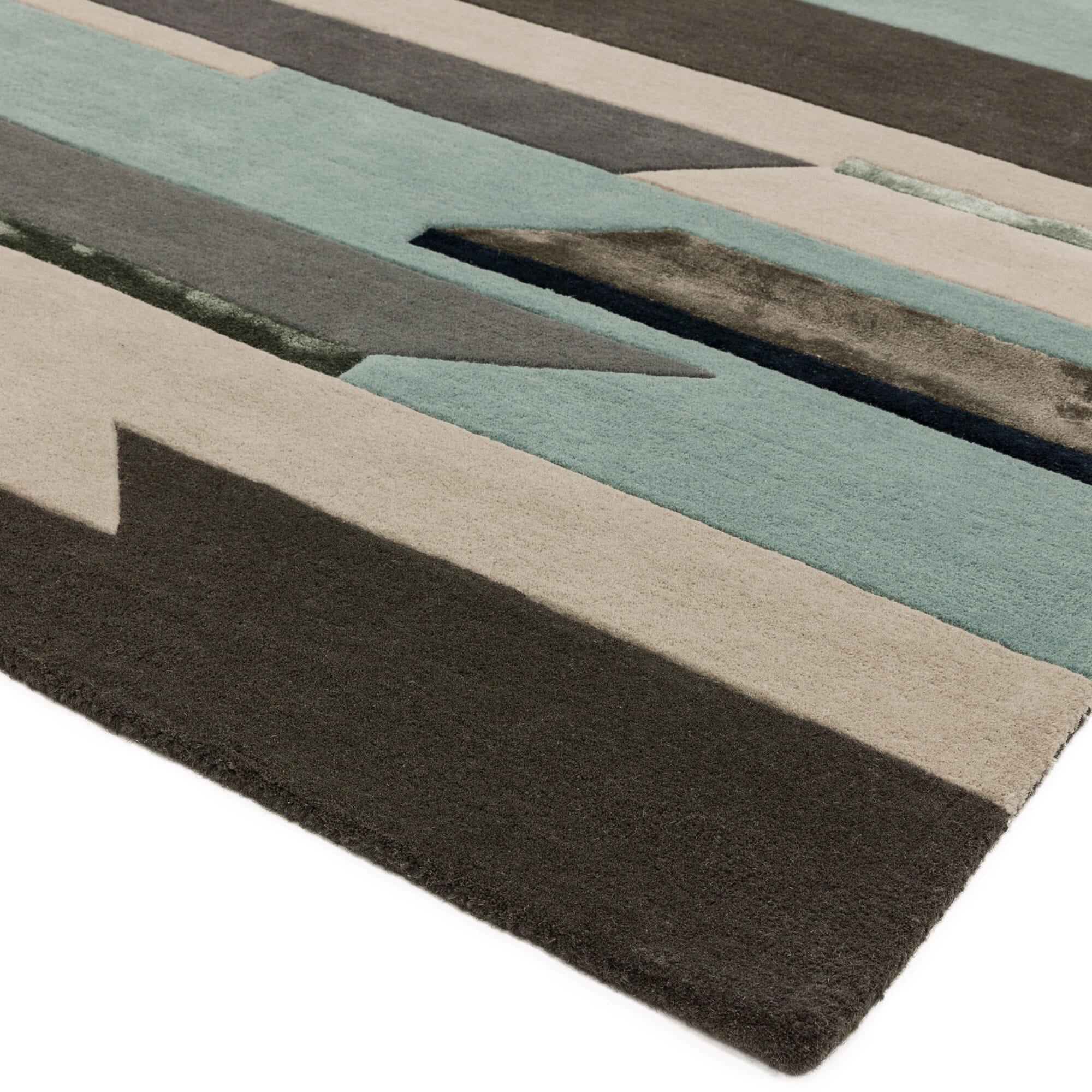 Matrix Rhombus Blue Hand Tufted Wool Rug MAX63