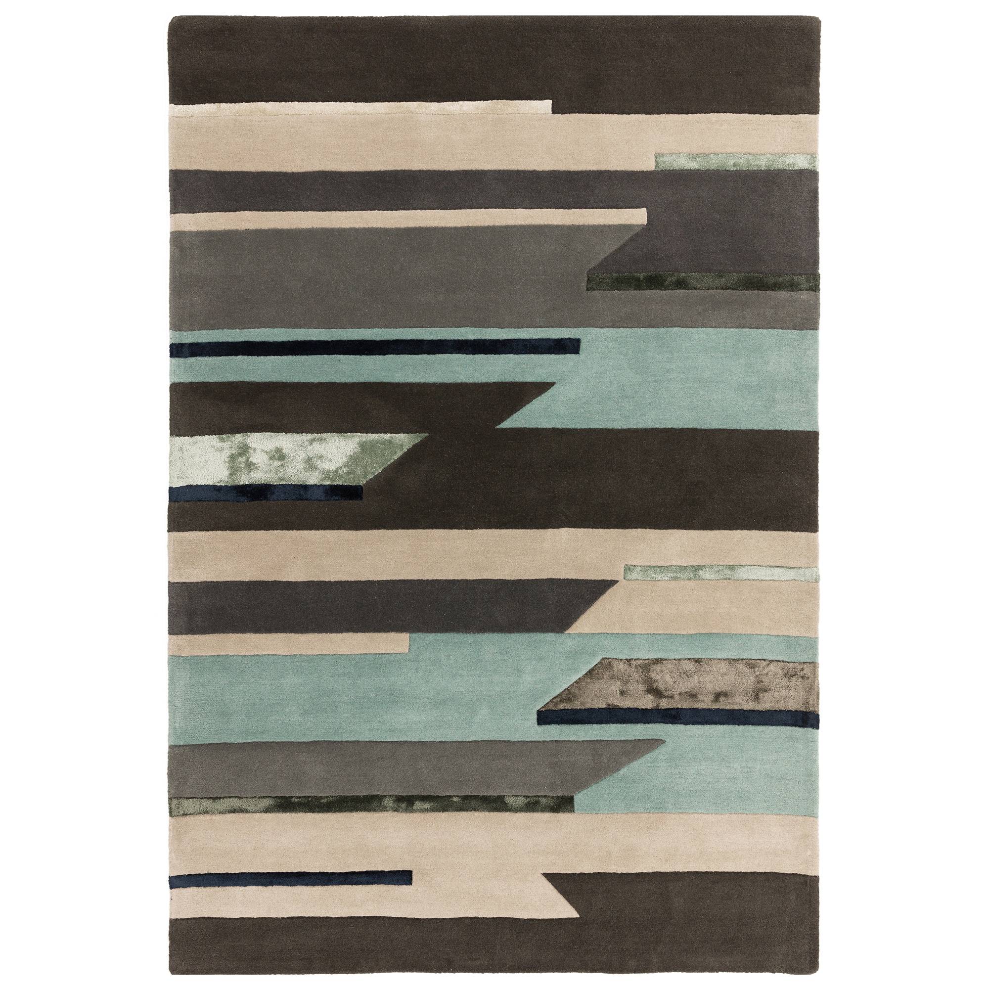 Matrix Rhombus Blue Hand Tufted Wool Rug MAX63