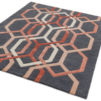 Matrix Hexagon Charcoal Hand Tufted Wool Rug MAX66
